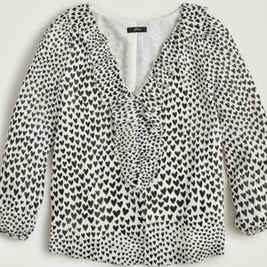 J. Crew Heart Print Blouse Top